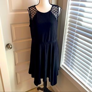 Mossimo|| Black sleeveless dress with lace shoulders and elastic waist